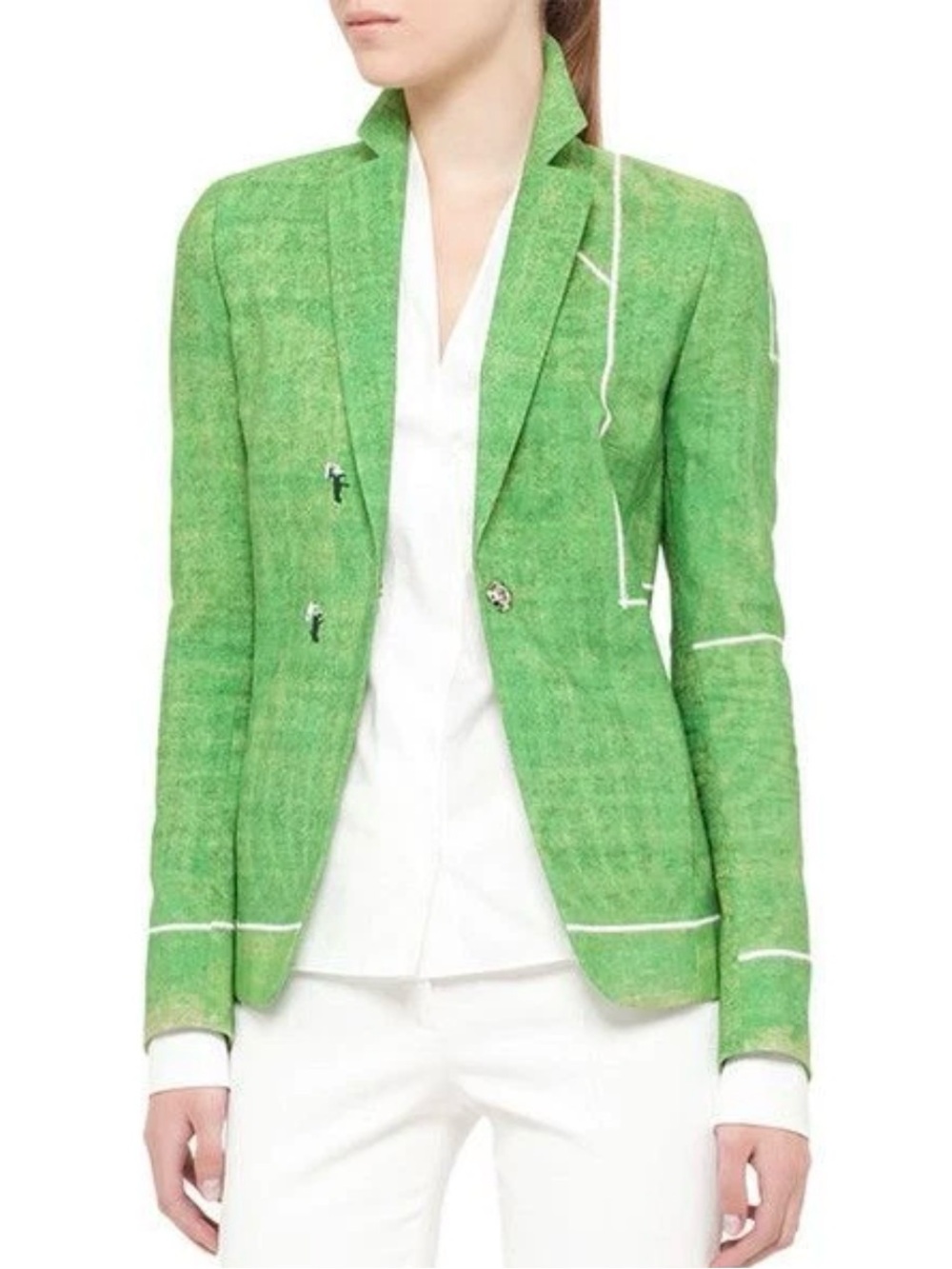 Akris Punto Soccer Field Print Green Blazer Jacket